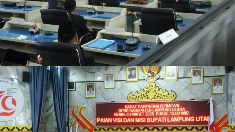 Bupati Lampung Utara Sampaikan Pidato Visi-Misi dalam Rapat Paripurna Di Gedung DPRD Lampung Utara. 