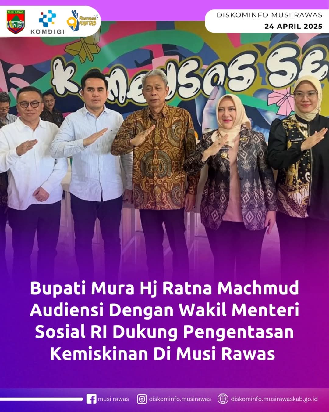 Bupati Musirawas Audiensi Bersama Wamen Sosial RI, Dukung Program Mengentaskan Kemiskinan