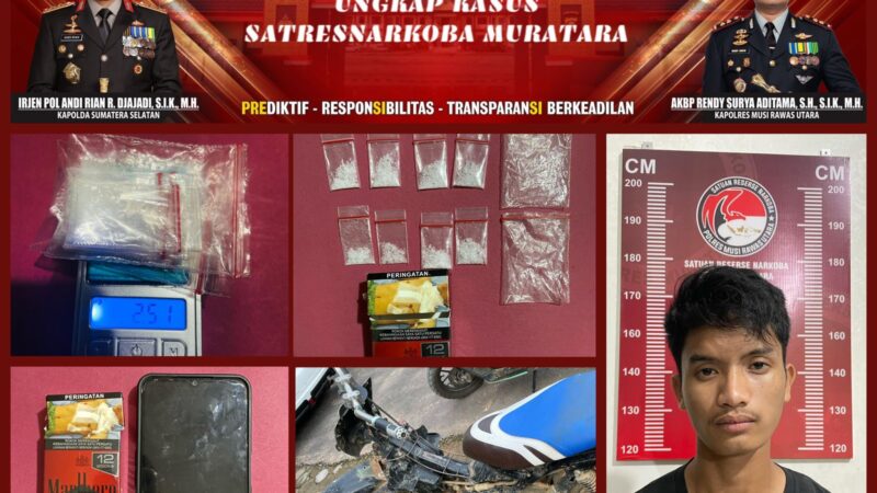 Penangkapan Bandar Sabu. Oleh Satres Narkoba Polres Musi Rawas Utara. 