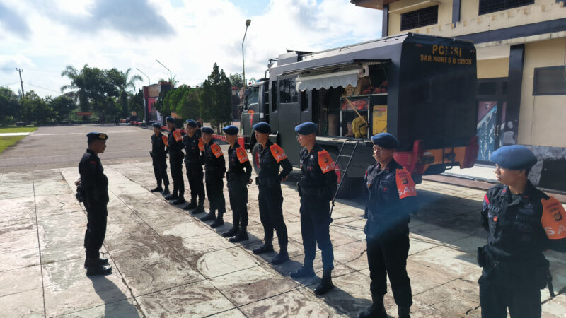 Satbrimob Polda Sumsel Batalyon B Pelopor Siagakan Tim SAR dan Gelar Latihan Penanggulangan Bencana