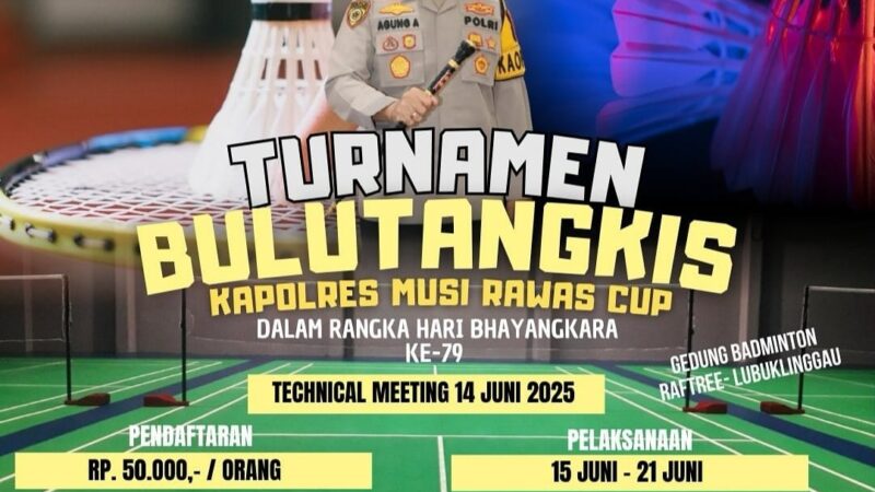 Semangat Sportivitas di Hari Bhayangkara ke-79, Polres Musi Rawas Gelar Turnamen Bulutangkis Kapolres Musi Rawas Cup