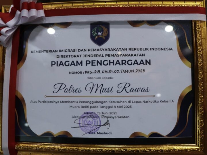 Aksi Nyata Berbuah Apresiasi, Polres Musi Rawas Terima Tiga Penghargaan Bergensi di Hari Bhayangkara Ke-79