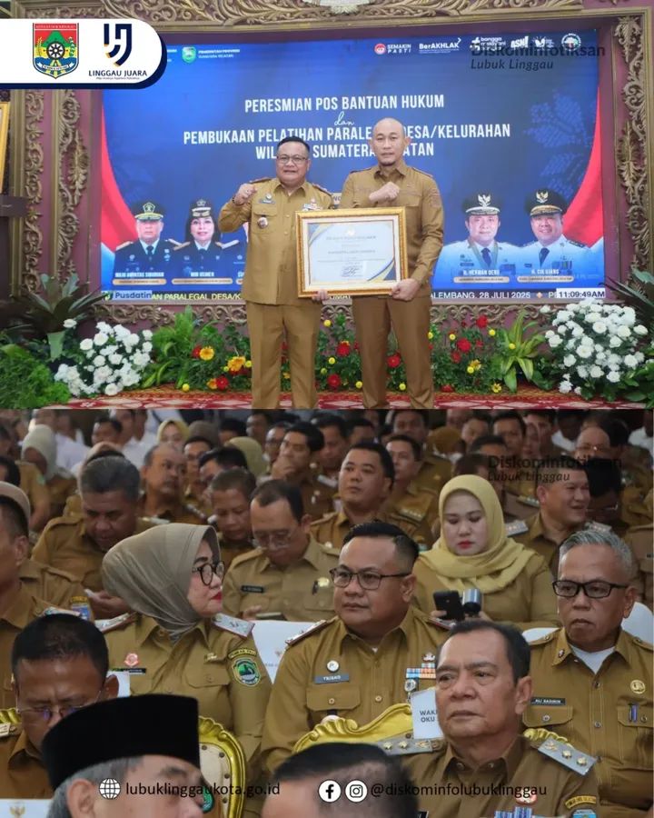H. Rachmat Hidayat Wali kota Lubuklinggau Terima Penghargaan dari Kemenkum 