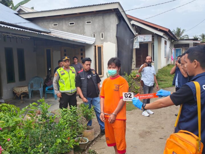 Polres Lubuk Linggau Menggelar Rekonstruksi  kasus Pembunuhan yang Menggegerkan Warga Kelurahan Batu Urip Taba beberapa waktu lalu
