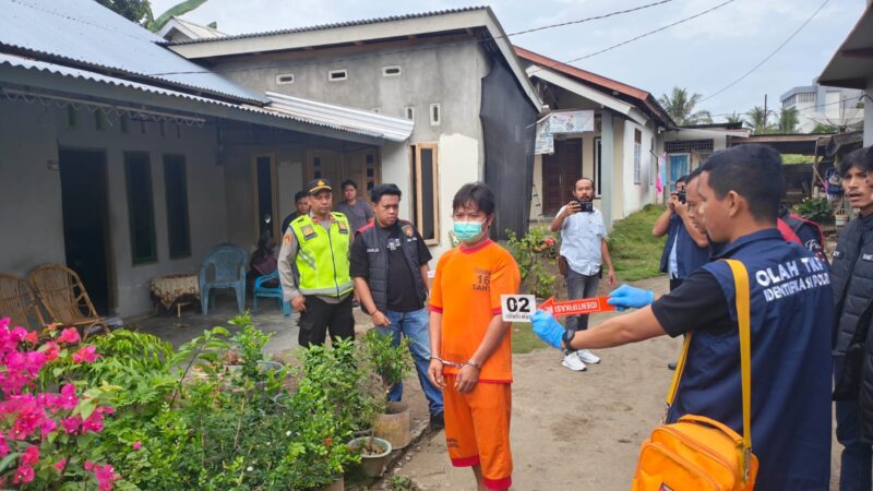 Polres Lubuk Linggau Menggelar Rekonstruksi  kasus Pembunuhan yang Menggegerkan Warga Kelurahan Batu Urip Taba beberapa waktu lalu
