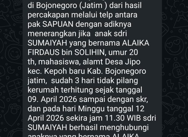 Polres Musi Rawas Sigap Temukan Pemuda Asal Bojonegoro, Kapolres Tegaskan Pelayanan Humanis